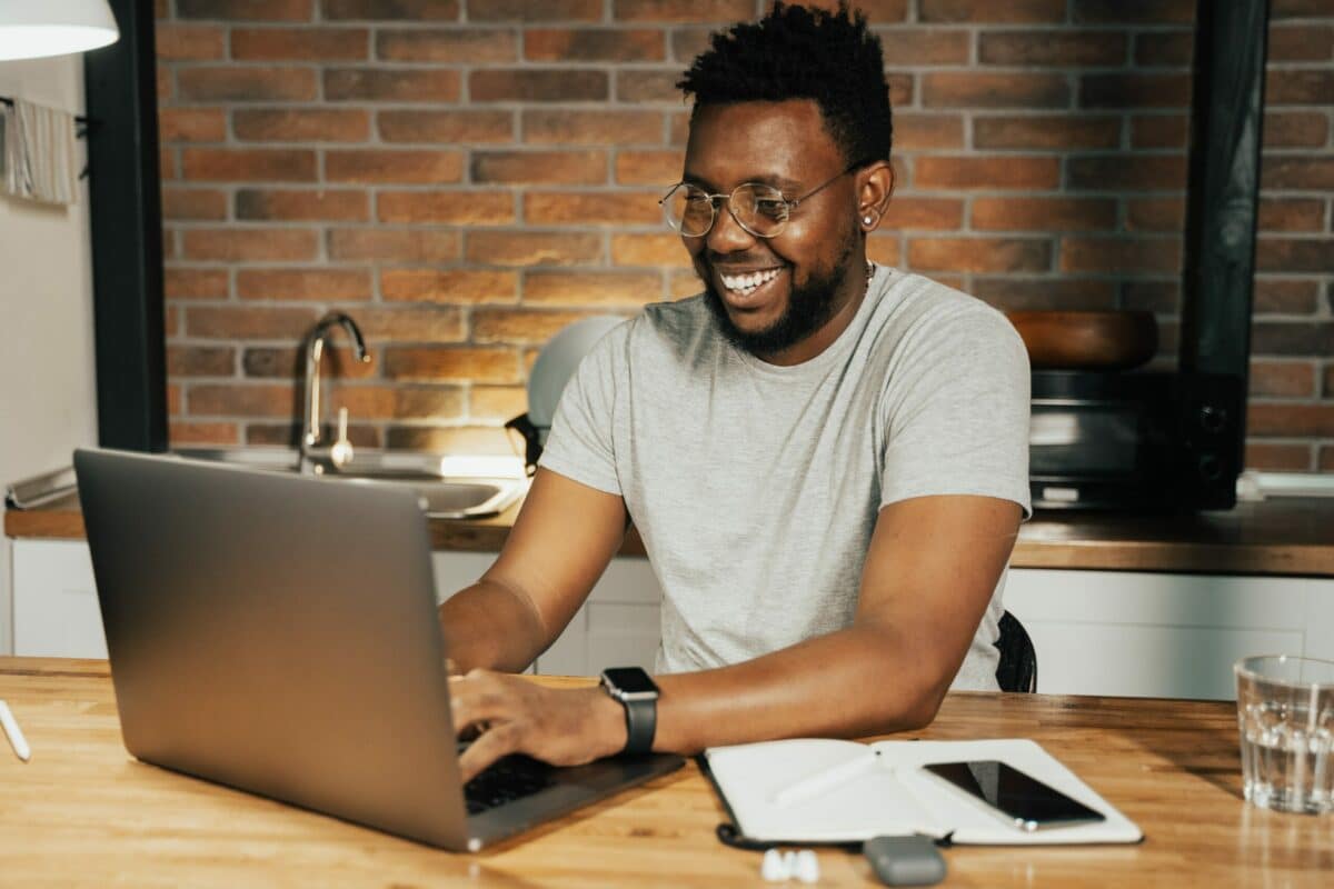 Man working on inbound strategy strategy on laptop