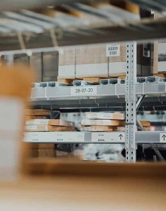 Warehouse racks with boxes