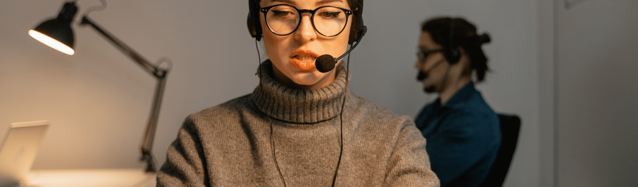 Woman using headset to workcustomer support job