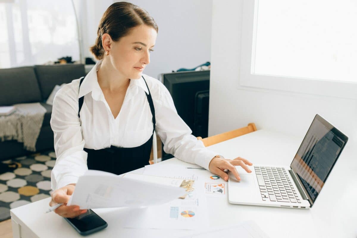 woman working in office on laptop